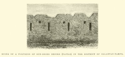 Ruins of a Fortress of Sun-Dried Bricks in the District of Ollantay-Tampu by Edouard Riou